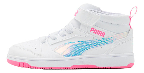 Puma Rebound V6mid Deep Para Niña Color Blanco,tornasol,rosa