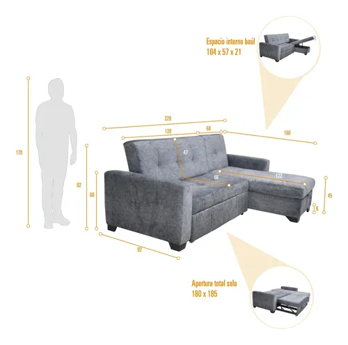 Sofá Cama En L Multifuncional Atlas Izquierdo
