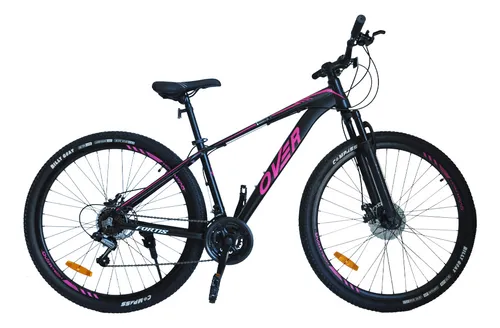 comprar Bicicleta mtb Overtech fortis r29 aluminio full shimano 21 velocidades freno a disco con suspensión color negro rosa tamaño del cuadro S