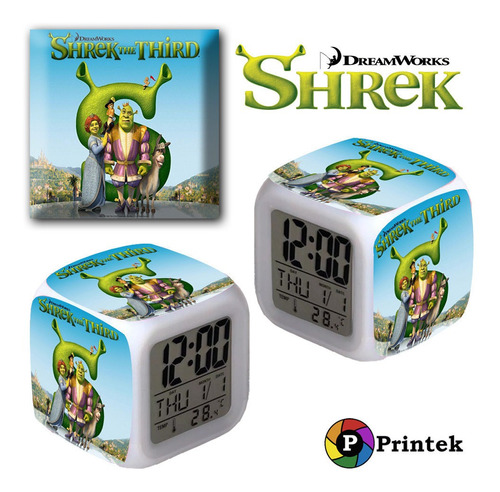 Reloj Despertador Iluminado Shrek - Printek