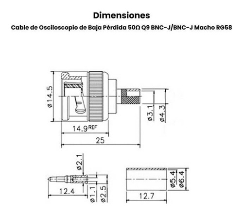 Cable Osciloscopio Baja Pérdida Q9 Bnc-j/bnc-j Macho Rg58