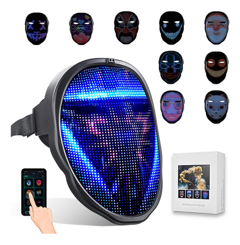 Máscara Led Fiesta Recargable Hallowen Cosplay Multi Luminos
