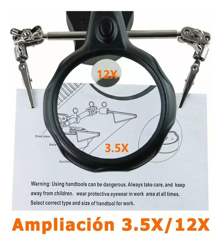 Lupa Con Led Pinza Base Para Cautín Reparacion Electrónicos