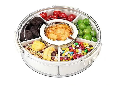 comprar Plato Botanero Con Tapa Y Asa Charola Botanera Articulos De Cocina Portátil Domo Botanero Giratorio 360° Para Frescura Antihumedad Para Fiesta Camping Picnic Caja De Botanas Plástico De Alta Aalidad