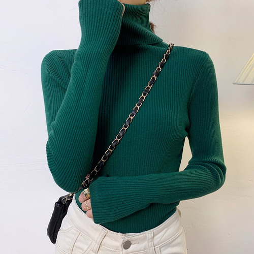 Suéter Mujer Sweaters De Punto Cuello Alto Blusa Manga Larga