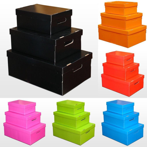 Caja De Cartón Color Lisa Grande X 33 Unid. 48x33x18 Cm