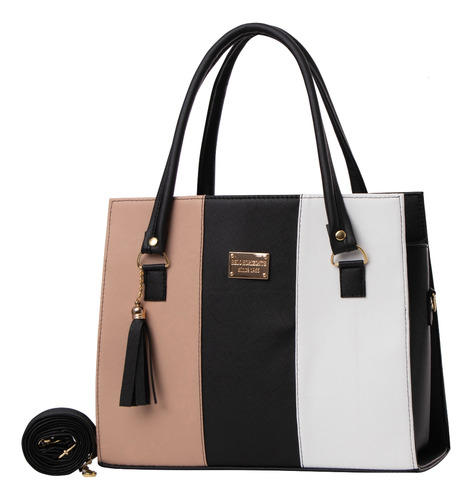Bolso De Mujer Fana Irem Color Maquillaje / Negro Con Asas