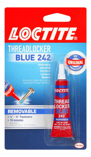 Fijador De Roscas Loctite Blue 242, Tubo De 0.2 Fl Oz (),