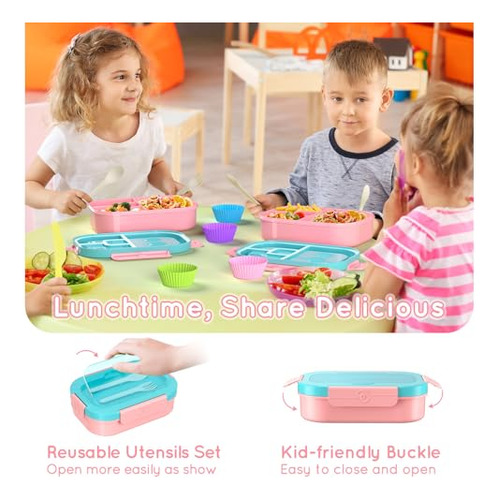 Fiambrera Para Niño Y Adulto, Lonchera Bento Con 4 Compartim
