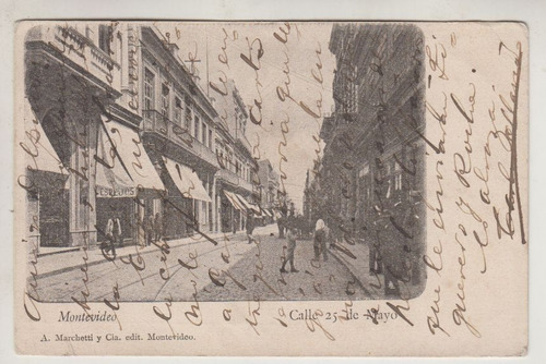 1905 Montevideo Postal Vista Calle 25 De Mayo Ciudad Vieja