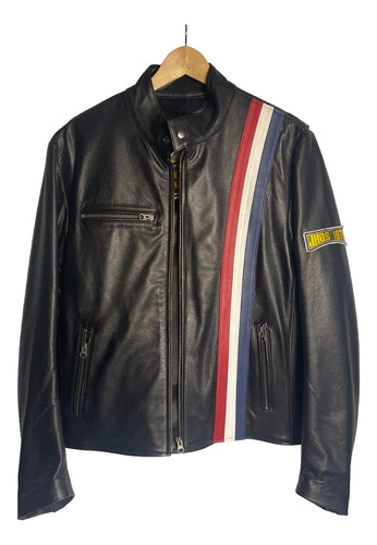 Campera Chaqueta Stripes Moto 100% Cuero Negra | Jhos 1971