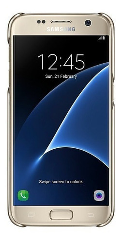 Capa Original Clear Cover Samsung Galaxy S7 - Dourada