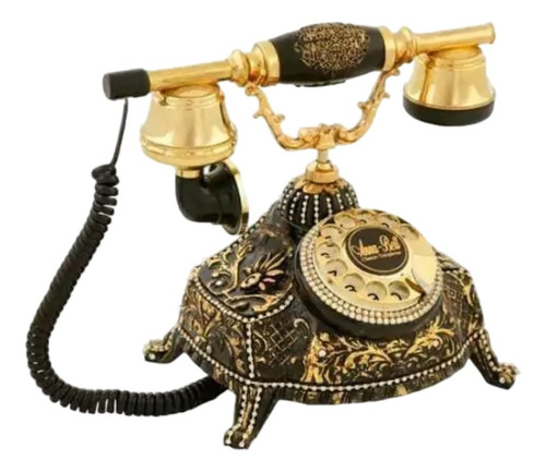   Telefone Clássico Decorativo Preto Com Swarovski Ufo Viii