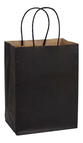 Bolsa De Papel Kraft 15x20x10cm Color Negra 12u