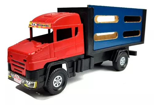 Caminhão Boiadeiro Bi-Truck em Madeira Vermelho