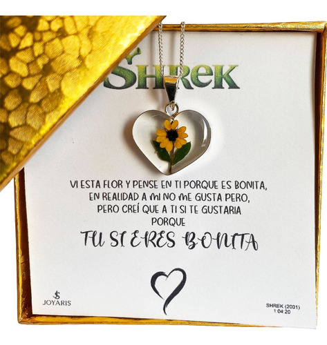 Shrek Collar Girasol Promesa Regalo Amor Amistad Plata S925