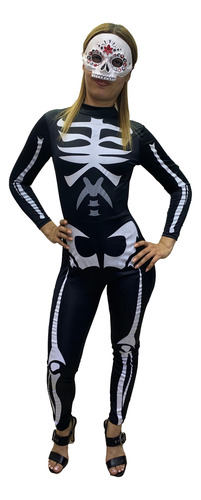 Disfraz Esqueleto Unitardo Body Para Halloween Dark Skeleton 80022