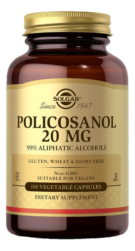 Policosanol Solgar 20mg X100 Vegetable Capsules Usa