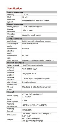 Monitor Pantalla Tactil 7 Ds-kh6320-wte1 Hikvision