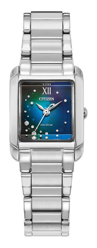 Reloj Citizen Eco Drive Dress Classic 2 Diam Ew5591-51l Color de la correa Plata Color del fondo Azul