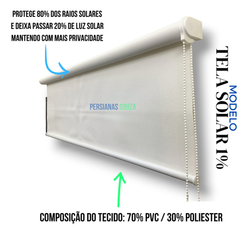 Persiana Rolo Tela Solar 5% L A R G 1,7 0 X 2,0 0 A L T