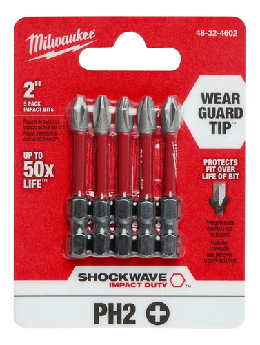 Puntas Phillips Ph2 Milwaukee 48324602 De 2 Pulgadas 5 Pz