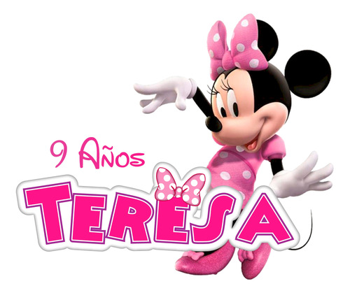 Logo Digital Minnie Mouse Personalizado Con Tu Nombre Y Edad