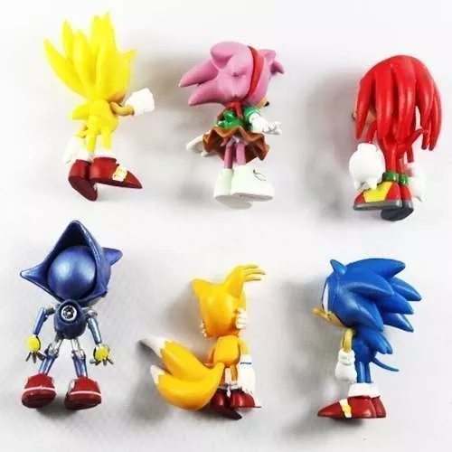 SONIC Coleção Action Figure com 6 Bonecos do Mercado Livre Super Sonic  Metal Sonic Amy Knuckles Tail 