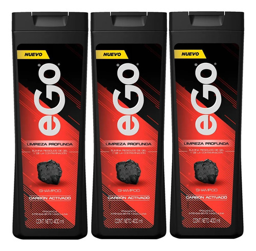 Shampoo Ego Limpieza Profunda 400ml Paquete C/3 Piezas