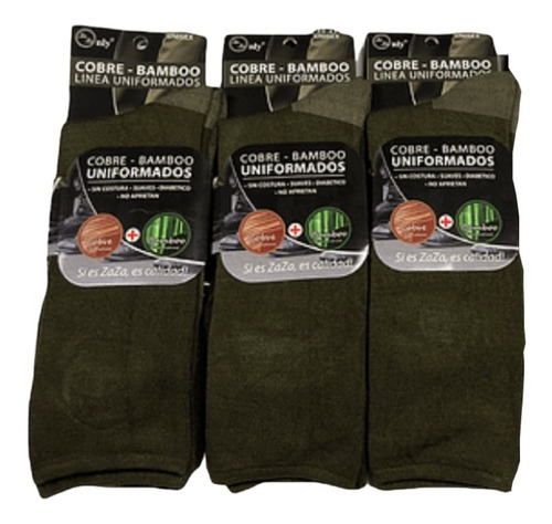 4 Pares De Calcetines Uniformados Cobre Bamboo Diabetico