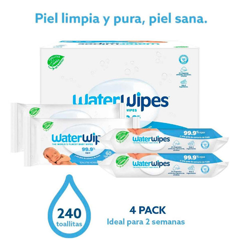Water Wipes Toallitas Humedas Para Bebes 4 Pack