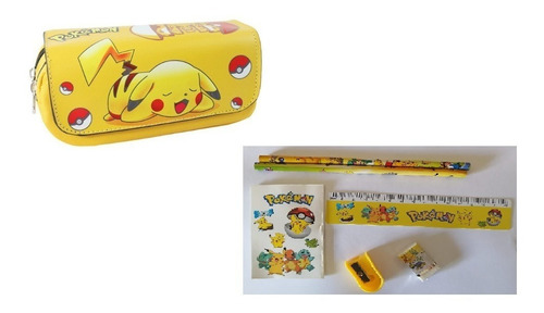 Estuches Lapices/colegio Pokemon Pickachu Con Lapices, Goma 