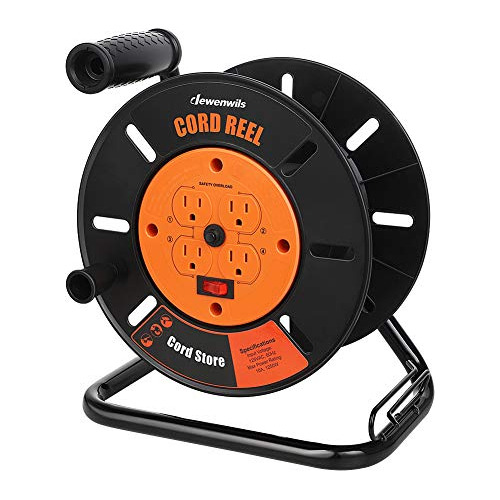 Extension Cord Storage Reel With 4-grounded Outlets, He...