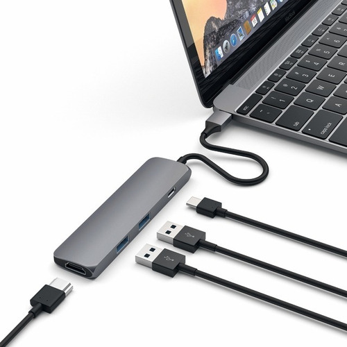 Imagen 3 de 10 de Hub Adaptador Slim Usb-c A Usb-a/ Hdmi 4k/ Satechi/ Caba Mat
