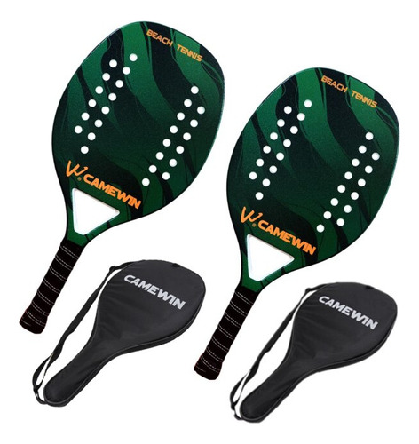 2 Raquetes Beach Tennis Verde Profissional Fibra De Carbono