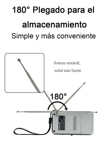 Radio Portátil Con Altavoz Y Conector Para Auriculares Am Fm Plateado