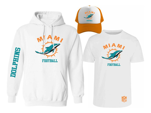 Kit Sudadera + Playera + Gorra Mod Nfl Miami Dolphins