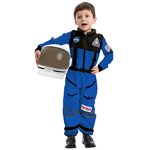 Disfraz De Astronauta Azul Con Casco Para Niños