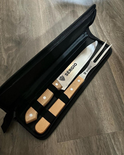 20 Kits Churrasco Faca Garfo Estojo Personalizado Nome Time
