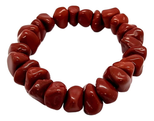 Pulseira De Cascalho Jaspe Vermelho Pedra De Proteção Chakra