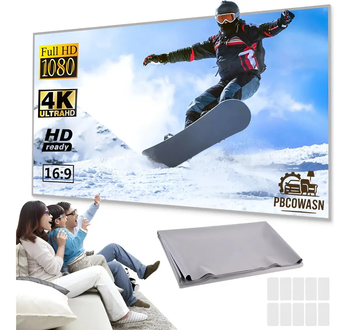PBCOWASN® Pantalla De Proyeccion 100inch Cortina Metálica Anti-luz