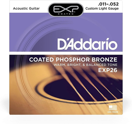 Cuerdas D'addario Exp26 Coated Phosphor Bronze Light 11-52