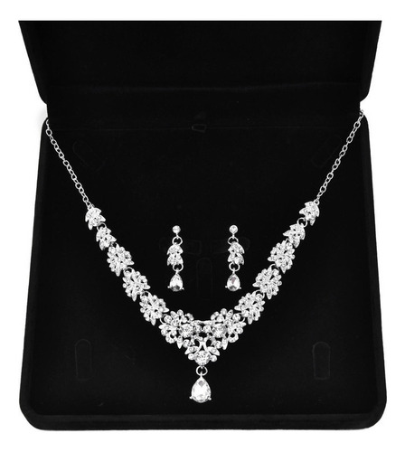 Gargantilla Con Forma De Tiara Y Pendientes De Cristal Con F