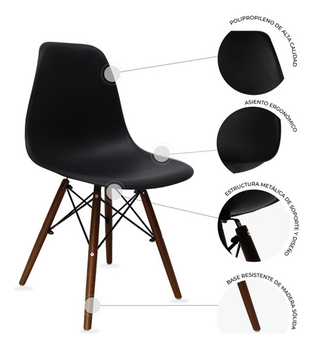 Mesa Cristal 120x70 Mob-t5 Nogal 4 Sillas Jm-1618 Oslo Negro