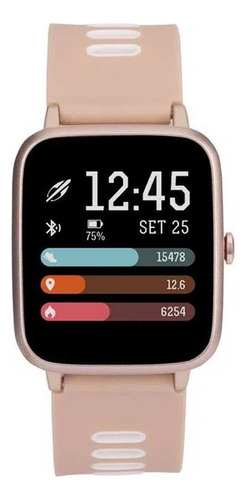 Smartwatch Mormaii Life Feminino Gps Touchscreen Molifegab8j Caixa Rosé Pulseira Rosa Bisel Dourado Desenho da pulseira Liso