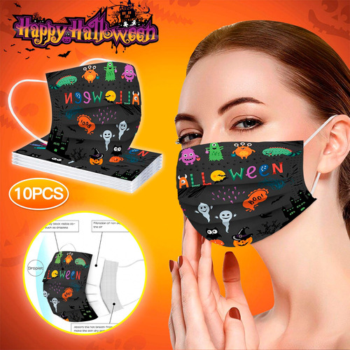 Mascarilla Para Adultos Halloween Print Tres Capas Exterior