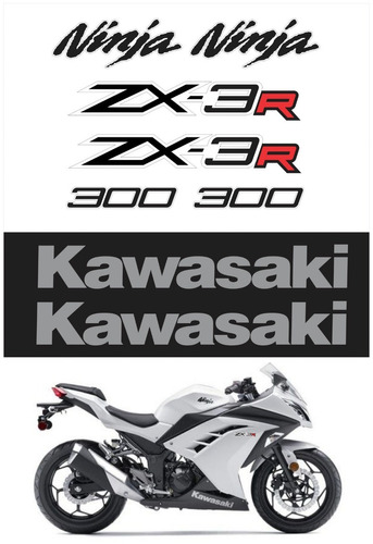 Kit Adesivos Moto Kawasaki Ninja 300 Zx3r Branca Ca-15961 