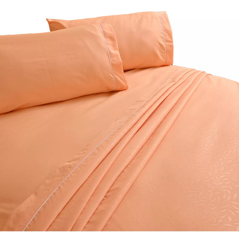 Sábana King Size 2800 Hilos Extra Suave Flores Peach Fuzz