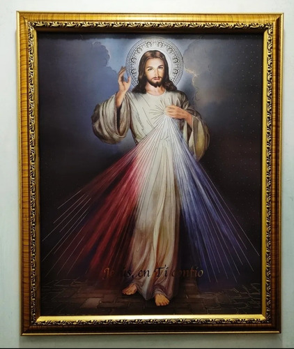 Señor De La Misericordia En Marco Dorado B 56 X 46 Cms