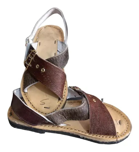 Huaraches de piel de vaca sale
